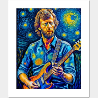 Eric Clapton in starry night Posters and Art